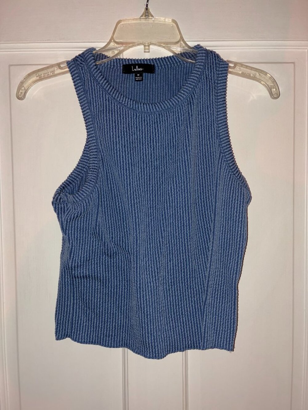 Lulus Blue Ribbed Sleeveless Tank Top Medium